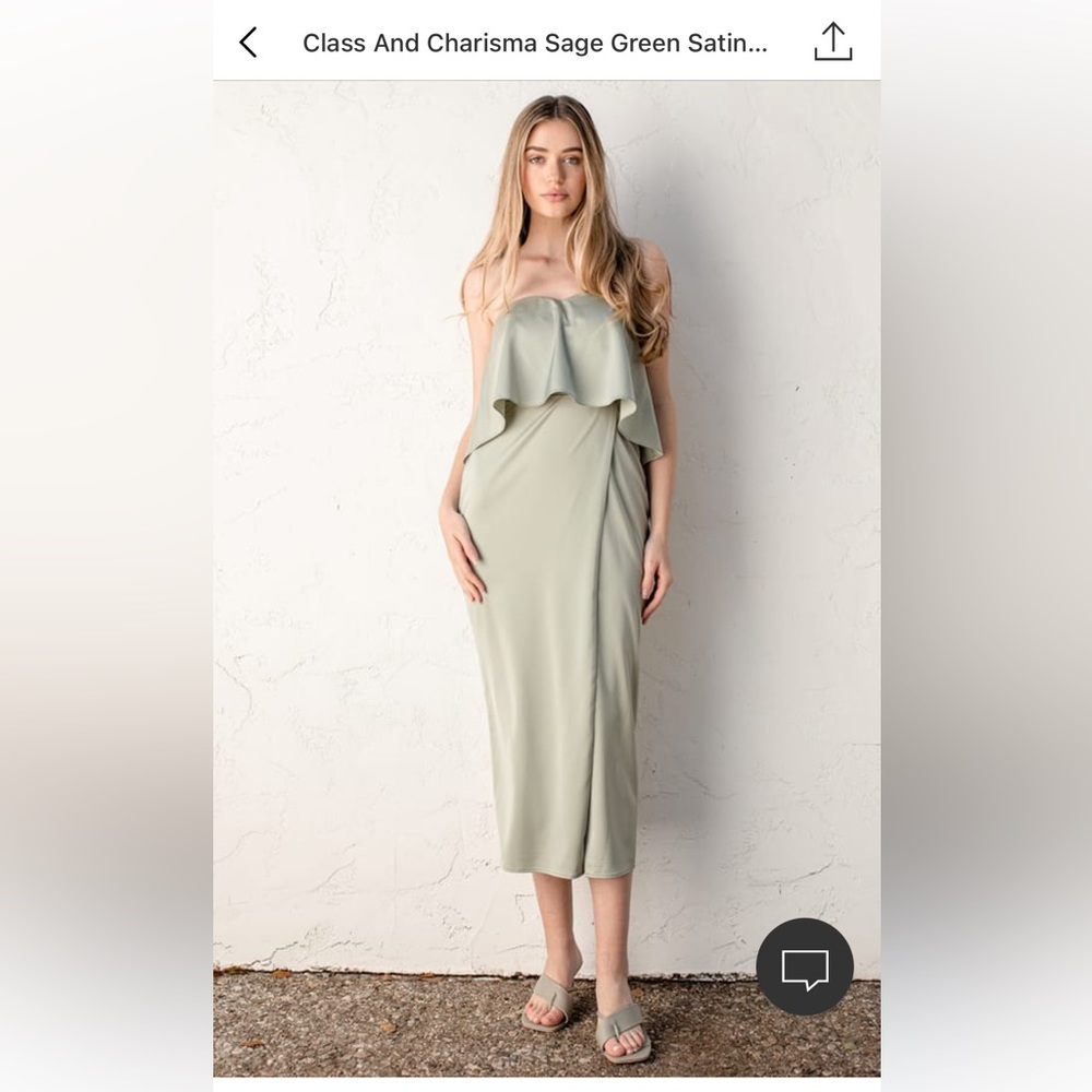 NWT lulus sage green satin midi dress